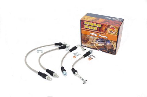 Braided Brake HOSE KIT DRUM BKE RR TO 2"raised SUSP W/O ABS – Toyota Land Cruiser 70 Series