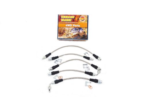 Braided Brake HOSE KIT DRUM BKE RR TO 2"raised SUSP SUIT ABS – Toyota Land Cruiser 70 Series
