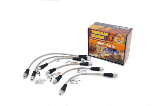 Braided Brake HOSE KIT DRUM BKE RR TO 2"raised SUSP SUIT ABS – Toyota Land Cruiser 70 Series
