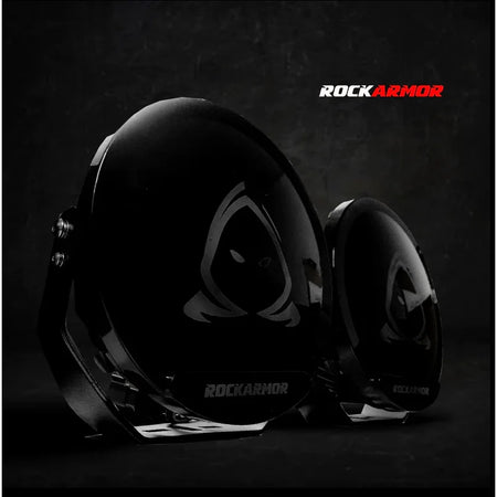 Glossy black off-road lights featured on rockarmor gt steel hoop bullbar for toyota 200 2015 plus with synthetic winch rope