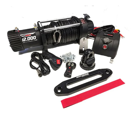 Black electric winch kit included with rockarmor gt steel hoop bullbar combo for toyota vdj78 troopy 2007-2023