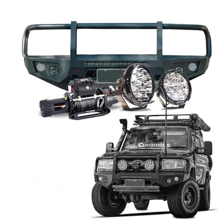 Rockarmor gt steel hoop bullbar combo pack in black steel for Toyota vdj78 Troopy 2007-2023 off-road protection